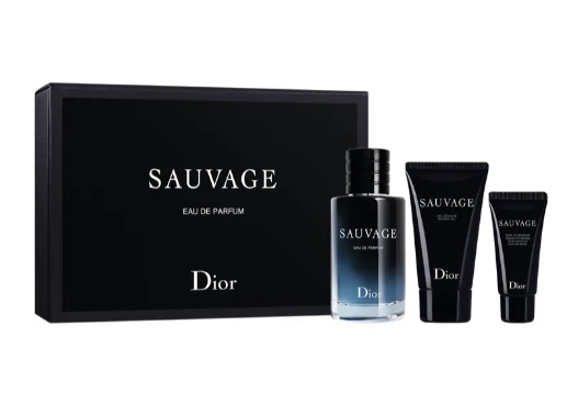 Christian Dior Sauvage dárková sada pro muže parfémovaná voda 60 ml + sprchový gel 50 ml + hydratační krém na obličej a vousy 20 ml