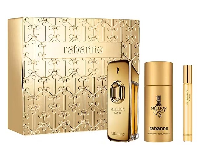 Rabanne Million Gold Intense dárková sada pro muže Parfémovaná voda 50 ml + deodorant 150 ml + parfémovaná voda 10 ml